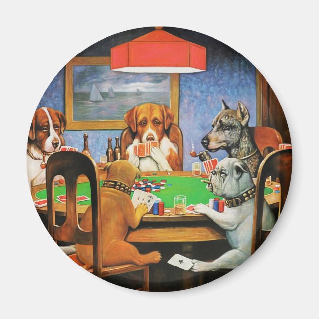 Imã Coolidge Clássico Arte de Jogo de Poker de Cachorr (Frente)