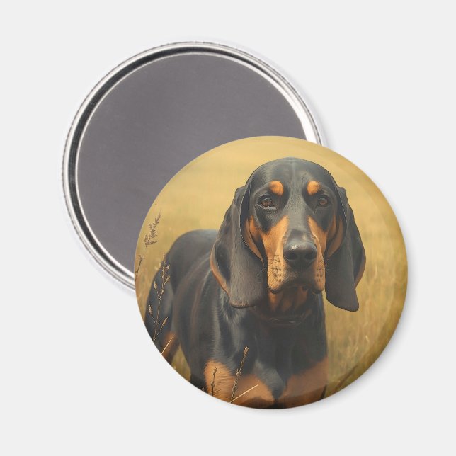 Imã Coonhound Preto e Castanho (Front/Back)
