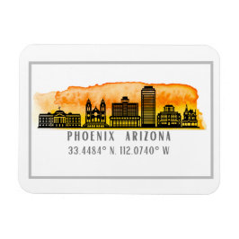 Ímã Coordenadas do Mapa Skyline do Phoenix Sunset