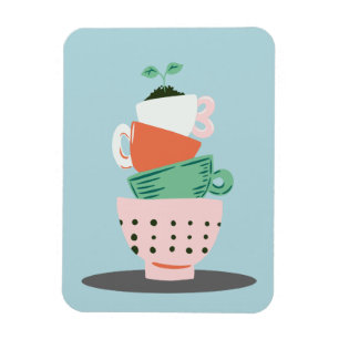 Ímã Copas e Planta Empilhados de Arte Moderna