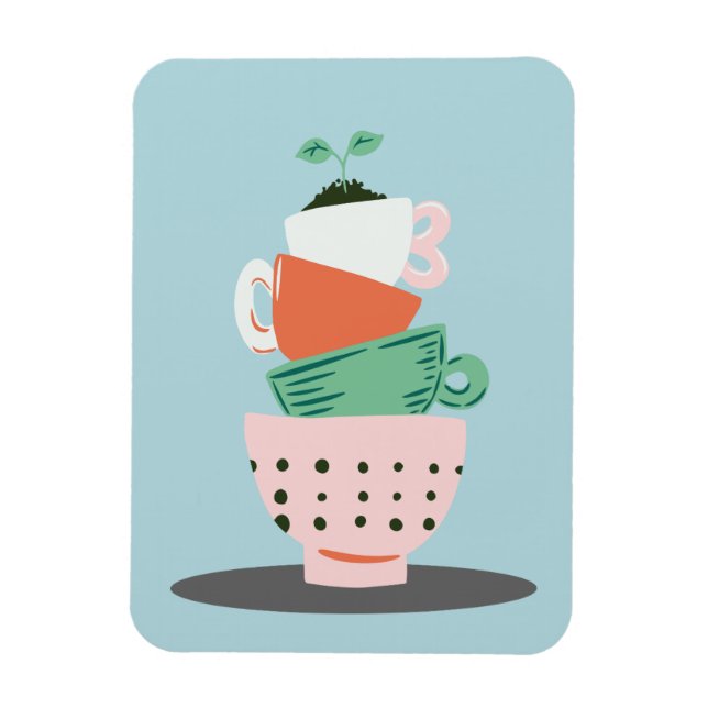 Ímã Copas e Planta Empilhados de Arte Moderna (Vertical)