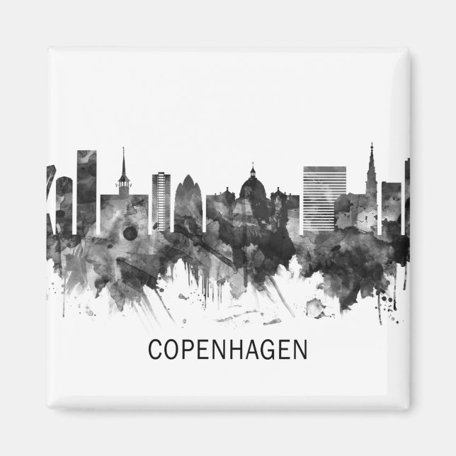 Imã Copenhagen Denmark Skyline BW (Frente)