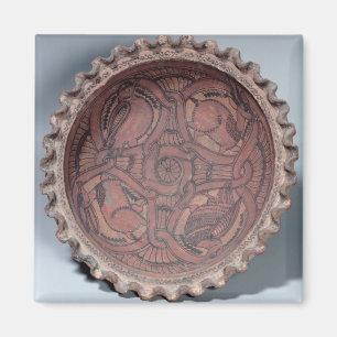 Imã Copo cóptico, terracotta pintado com beiras dos