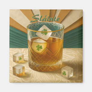 Imã Copo de Uísque Irlandês Shamrock Gelo "Sláinte!"