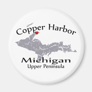 Imã Copper Harbor Design Magnet do mapa do coração d