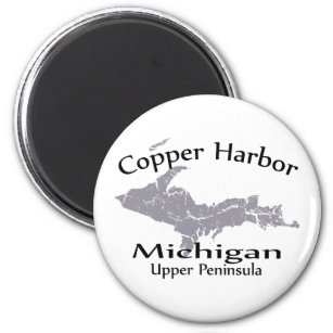 Imã Copper Harbor Map Design Magnet