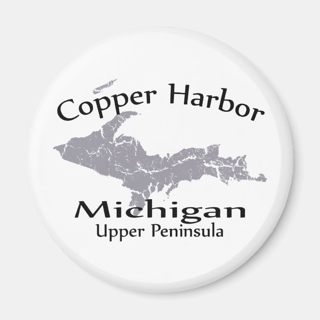 Imã Copper Harbor Map Design Magnet (Frente)