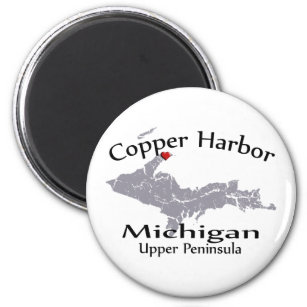 Imã Copper Harbour Michigan Heart Map Design Magnet