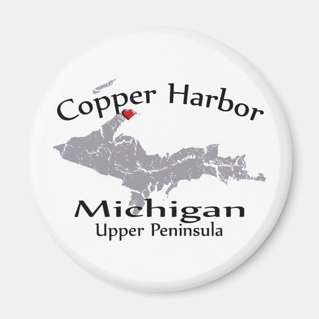 Imã Copper Harbour Michigan Heart Map Design Magnet (Frente)