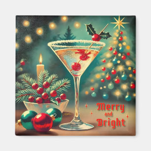 Imã Coquetel de Natal com Feliz retrorada Martini