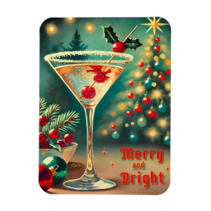 Ímã Coquetel de Natal com Feliz retrorada Martini