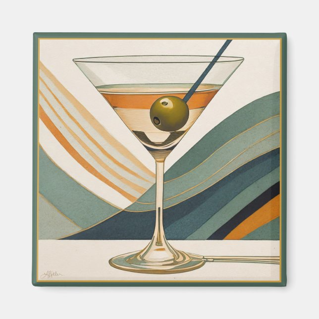 Imã Coquetel Martini Design Meados do Século (Frente)
