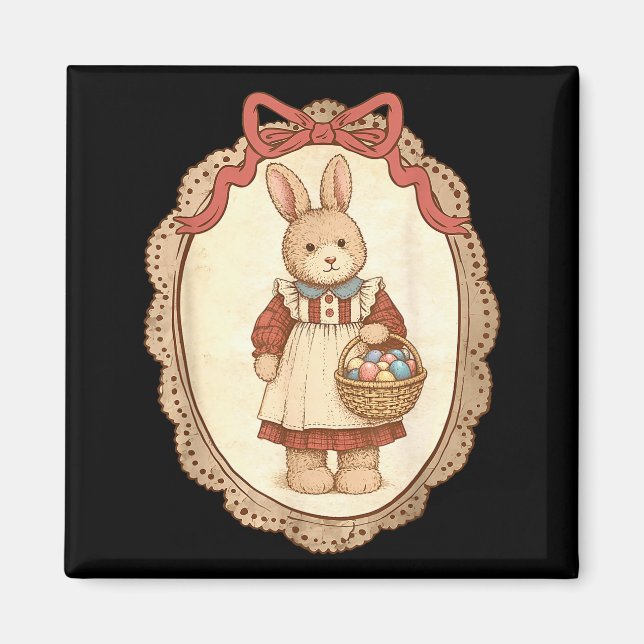 Imã Coquette Bow Funny Bunny Eggs Rabbit Happy Easter  (Frente)