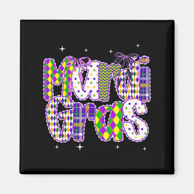 Imã Coquette Bow Mardi Gras New Orleans Louisiana Dalm (Frente)