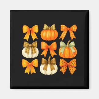 Imã Coquette Bow Pumpkin Season Thanksgiving Autumn Fa