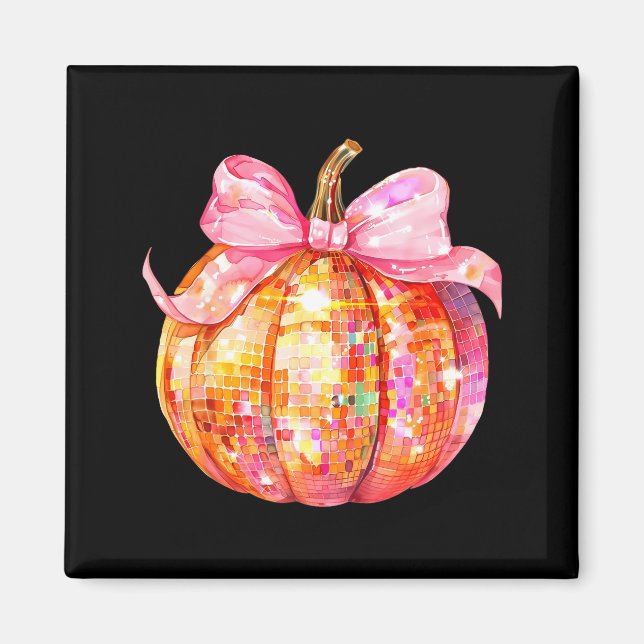 Imã Coquette Pumpkin Bow Disco Ball Cute Girly Hallowe (Frente)