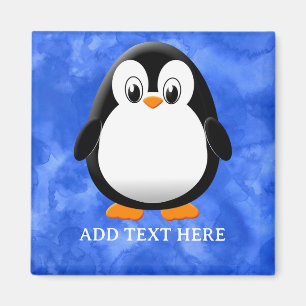 Imã Cor Azul-Azul Personalizada Do Cartoon Pinguim
