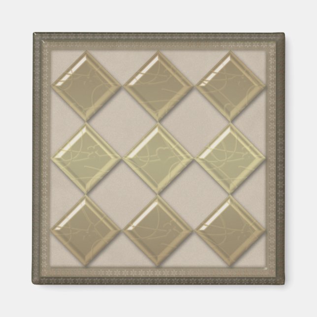 Imã Cor bege 3D do azulejo de vidro (Frente)