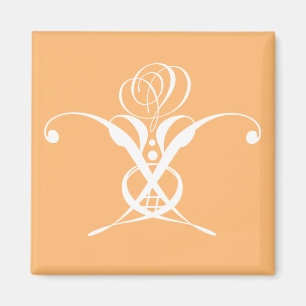 Imã Cor Branca Rosa Pêssego Fundo Arte Deco Magnet