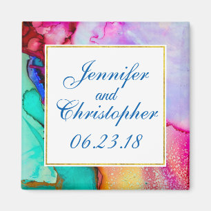 Imã Cor d'água do Abstrato de mármore verde, rosa, r