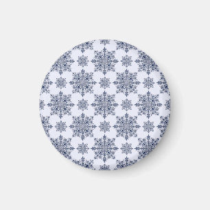 Imã Cor damasco de flocos de neve azuis
