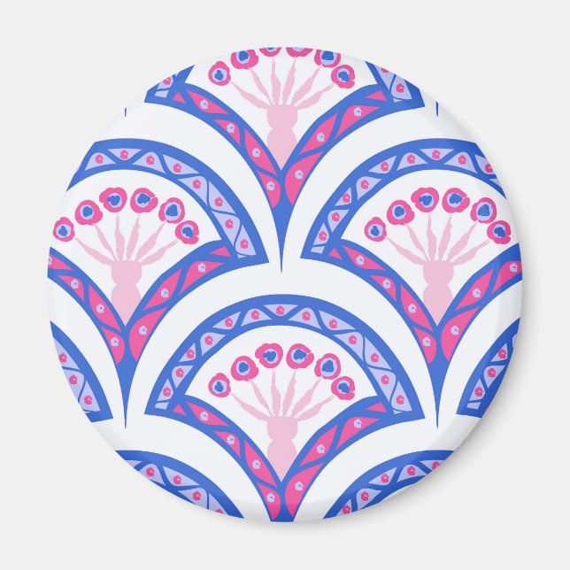 Imã cor damasco floral azul (Frente)