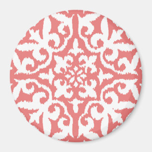 Imã cor damasco Ikat - Cor-de-rosa e branco