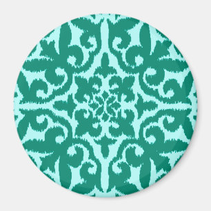 Imã Cor damasco Ikat - Turquesa e Aqua