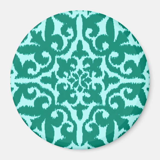 Imã Cor damasco Ikat - Turquesa e Aqua (Frente)