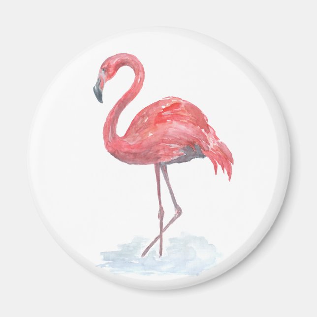 Imã Cor de água rosa Flamingo. (Frente)