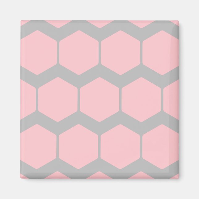 Imã Cor-de-rosa e Cinza, Padrão Geométrico Zigzag. (Frente)