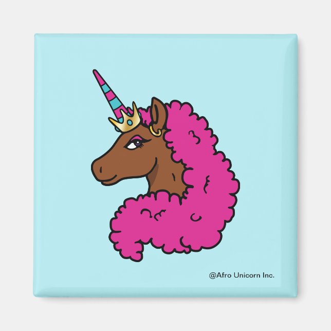 Imã Cor-de-rosa quente afro Unicorn (Frente)