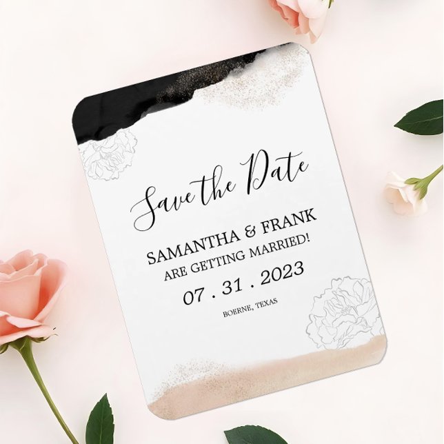 Ímã Cor-de-rosa-rosa moderno Salve a Data (Magnetic Save the Date Card)