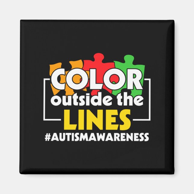 Imã Cor do Conhecimento do Autismo Fora das Linhas de  (Frente)