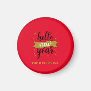 Imã Cor Feliz Ano Novo Natal Alegre Dourado