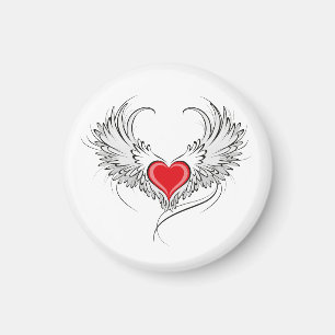 Imã Coração Anjo Vermelho com asas