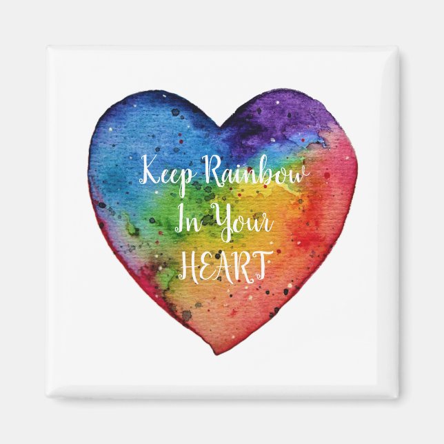 Imã Coração Arco-Íris Cóteo Aquarela (Frente)