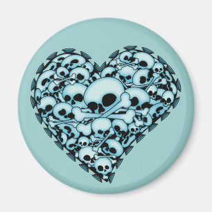 Imã Coração azul do crânio
