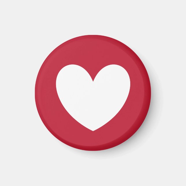 Imã Coração branco em vermelho (Frente)