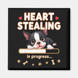 Imã Coração Cachorro Boston Terrier Presente Engraçado