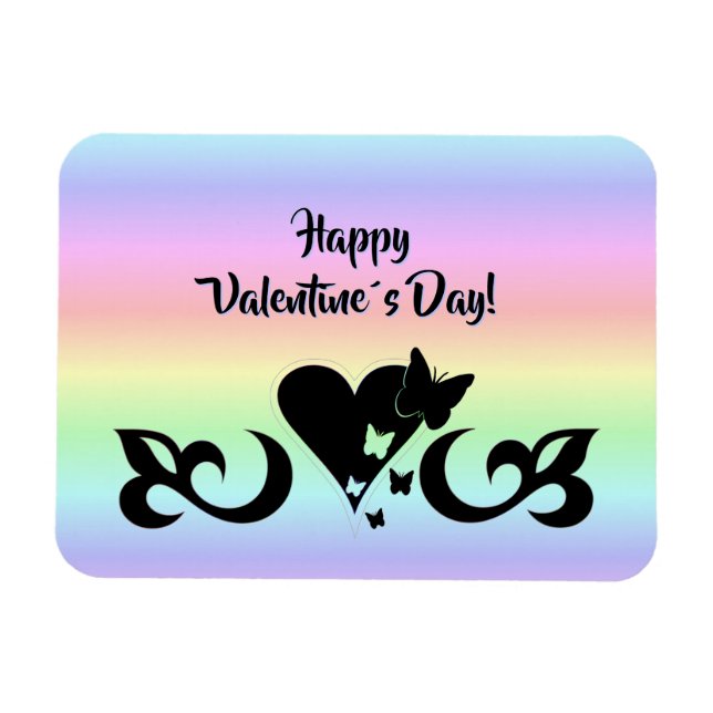 Ímã Coração com Borboleta e Lily (Horizontal)