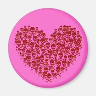 Imã Coração Crânio Vermelho