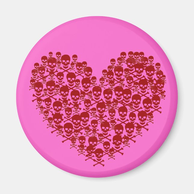 Imã Coração Crânio Vermelho (Frente)