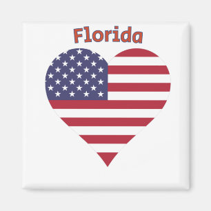Imã Coração da Bandeira Americana da Flórida