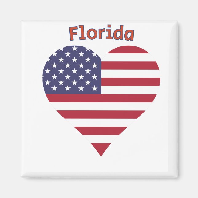 Imã Coração da Bandeira Americana da Flórida (Frente)