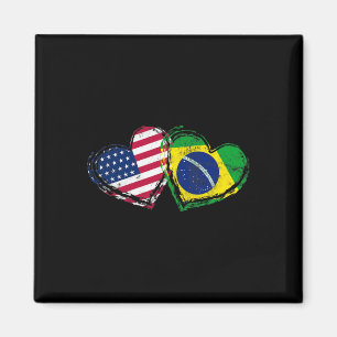 Imã Coração da Bandeira Americana do Brasil Amor Brasi
