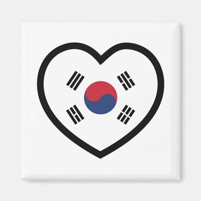 Imã Coração da Bandeira da Coreia do Sul (Frente)