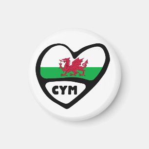 Imã Coração da bandeira de código do país de Cymru