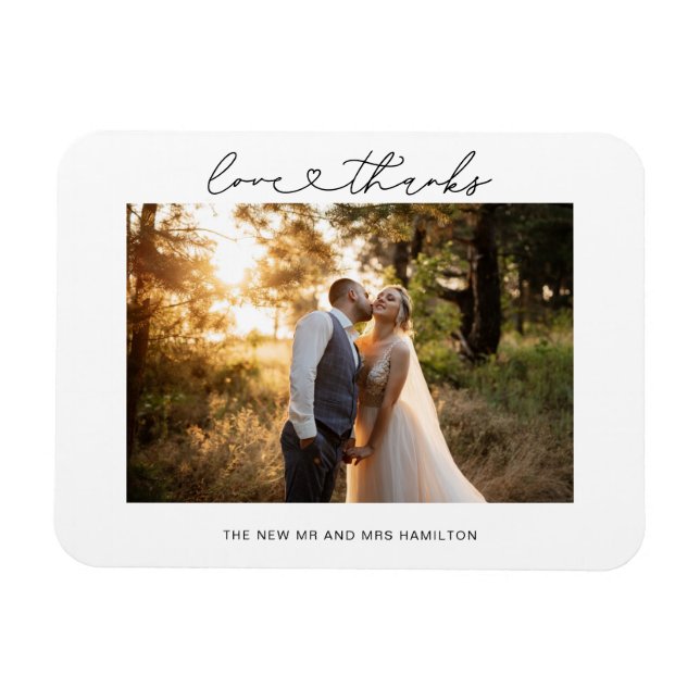 Ímã Coração de Amor e Agradecimento Script Foto de Cas (Horizontal)