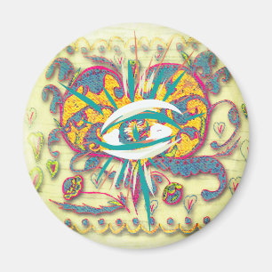 Imã Coração de Arte Folclórica alienígena com olhos, f
